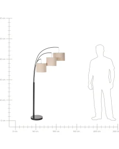 Beliani Lampada da pavimento CARONI Lino Beige Beige Nero