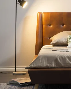 Outlet Beliani Lampada da pavimento CORBONES Regolabile Metallo Nero Grigio Nero