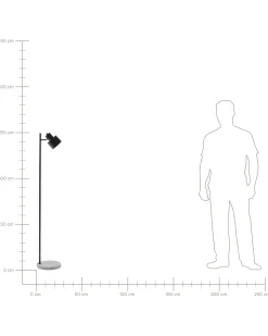 Outlet Beliani Lampada da pavimento CORBONES Regolabile Metallo Nero Grigio Nero
