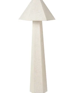 Clearance Beliani Lampada da pavimento DEMBI Lino sintetico chiaro Beige