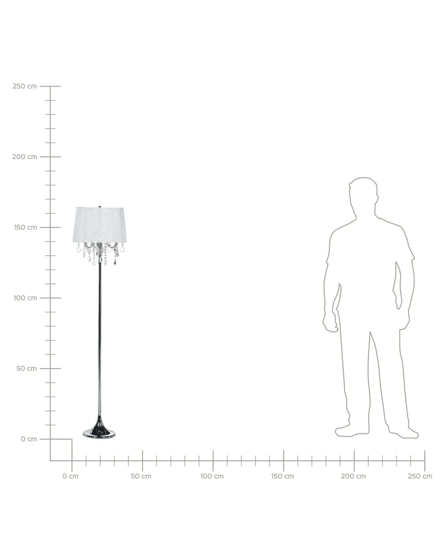 Outlet Beliani Lampada da pavimento EVANS Metallo Bianco Bianco Argento
