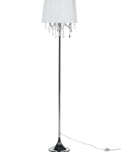 Outlet Beliani Lampada da pavimento EVANS Metallo Bianco Bianco Argento