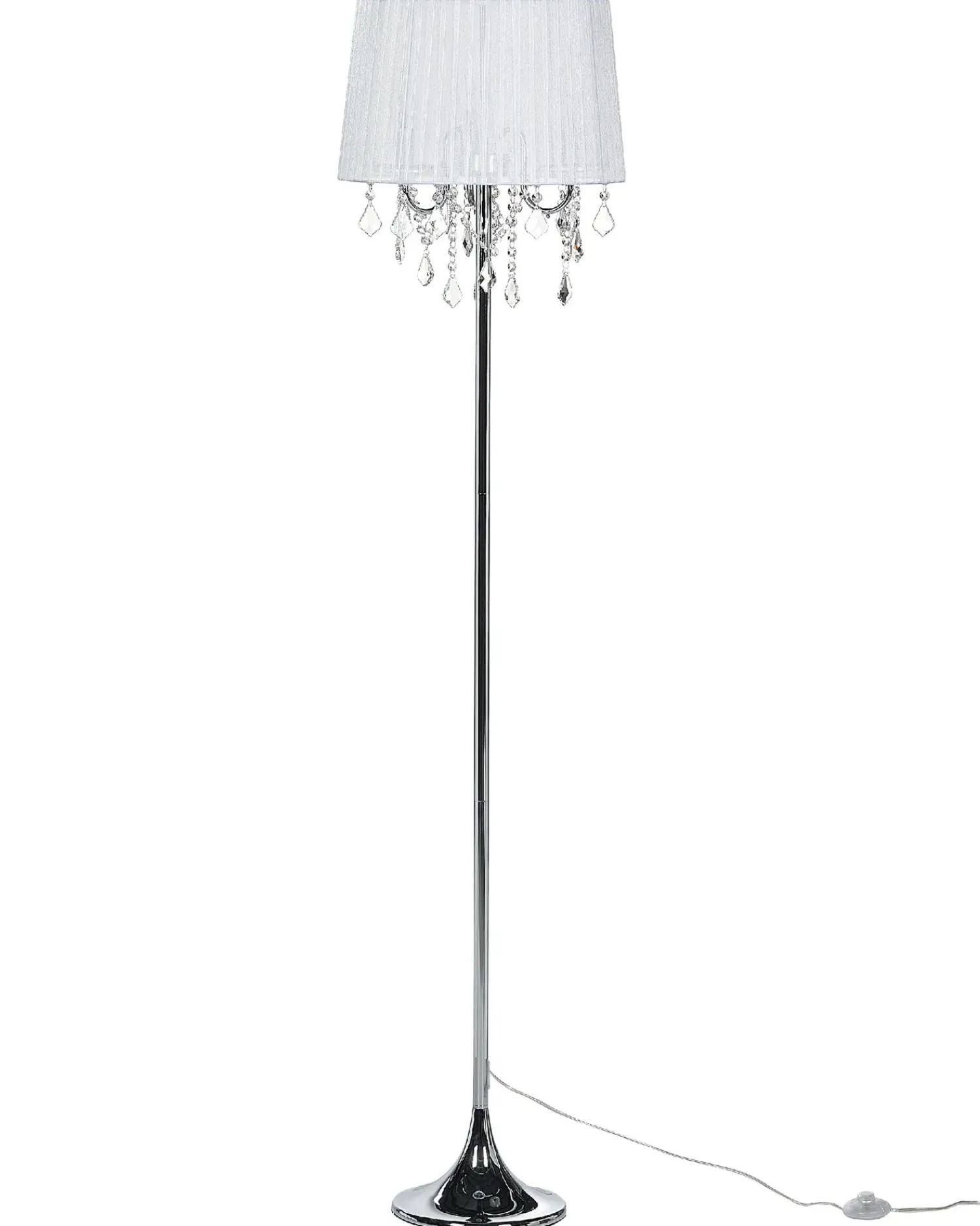 Outlet Beliani Lampada da pavimento EVANS Metallo Bianco Bianco Argento