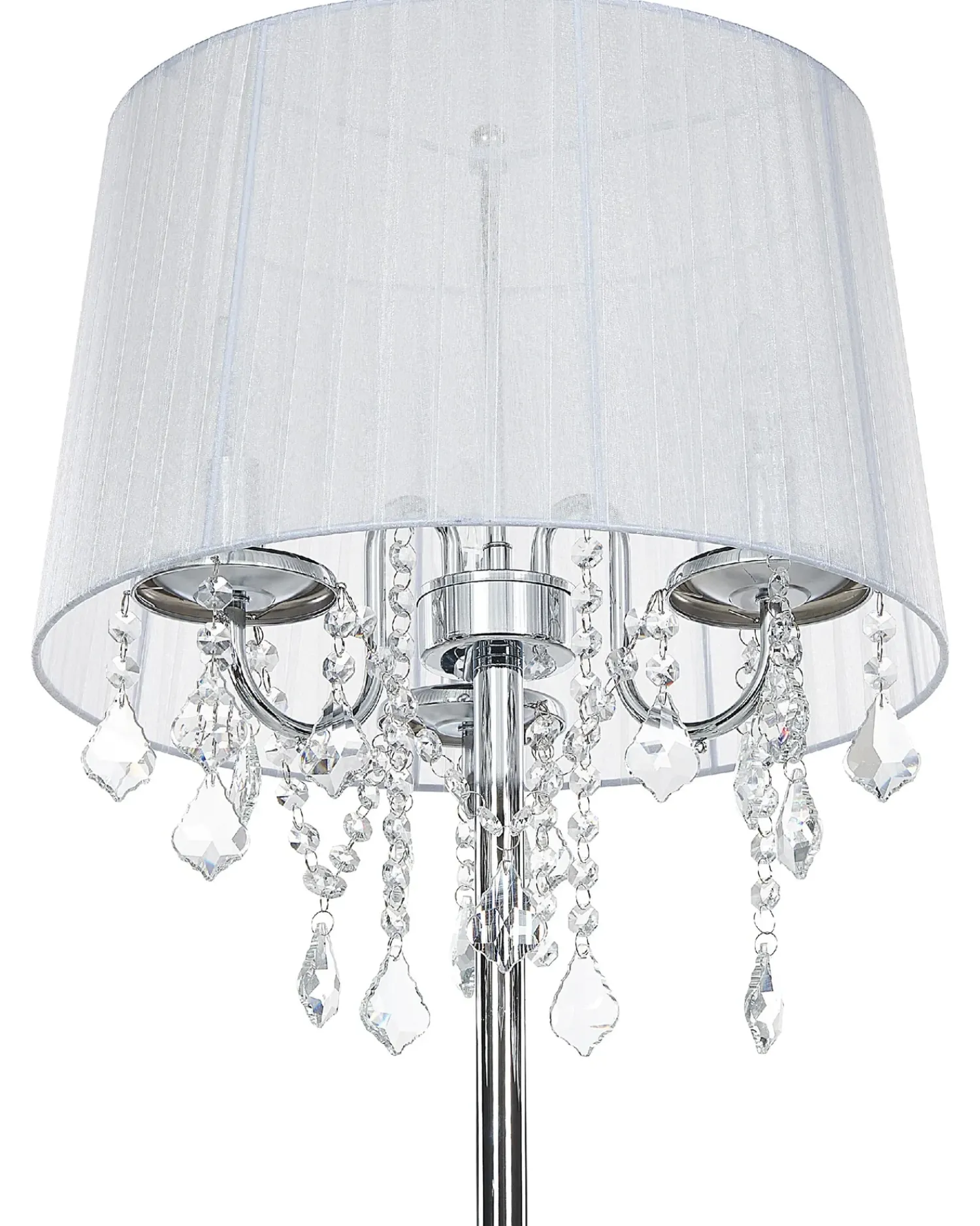 Outlet Beliani Lampada da pavimento EVANS Metallo Bianco Bianco Argento