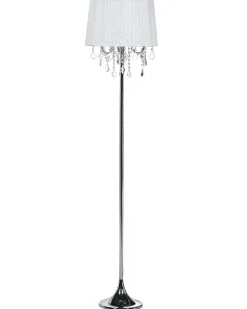 Outlet Beliani Lampada da pavimento EVANS Metallo Bianco Bianco Argento