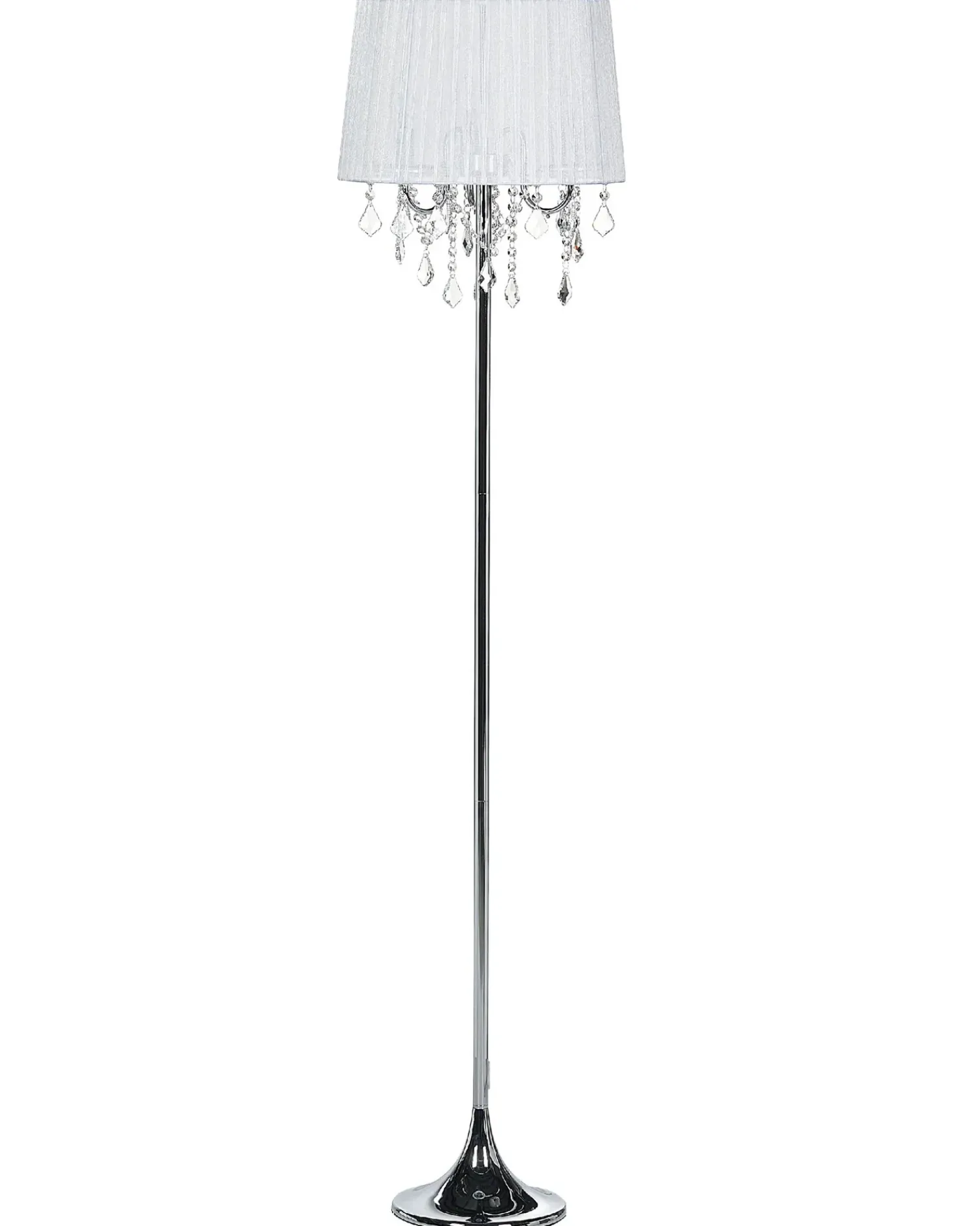 Outlet Beliani Lampada da pavimento EVANS Metallo Bianco Bianco Argento