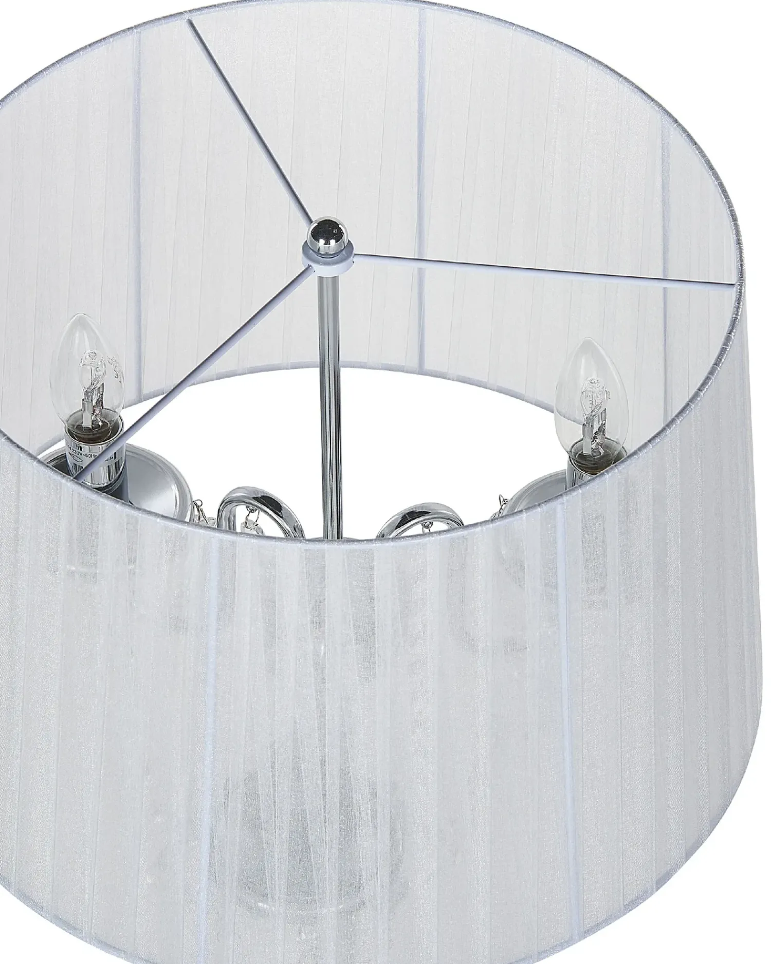 Outlet Beliani Lampada da pavimento EVANS Metallo Bianco Bianco Argento