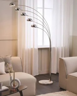 New Beliani Lampada da pavimento FLINDERS Regolabile Metallo Argento Argento Nero