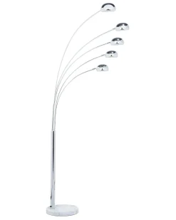 New Beliani Lampada da pavimento FLINDERS Regolabile Metallo Argento Argento Nero
