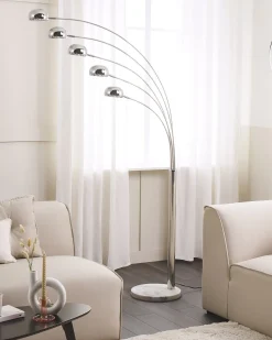 New Beliani Lampada da pavimento FLINDERS Regolabile Metallo Argento Argento Nero