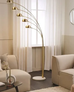 Outlet Beliani Lampada da pavimento FLINDERS Regolabile Metallo Oro