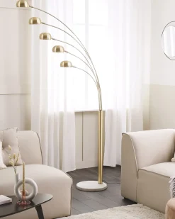 Outlet Beliani Lampada da pavimento FLINDERS Regolabile Metallo Oro