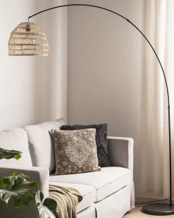Discount Beliani Lampada da pavimento GUAVIARE Rattan Beige Beige Naturale Nero