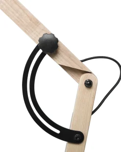 New Beliani Lampada da pavimento HETTON Regolabile Legno di quercia Nero Marrone Oro Nero