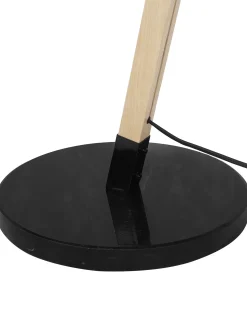 New Beliani Lampada da pavimento HETTON Regolabile Legno di quercia Nero Marrone Oro Nero