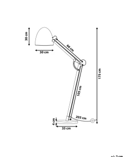 New Beliani Lampada da pavimento HETTON Regolabile Legno di quercia Nero Marrone Oro Nero