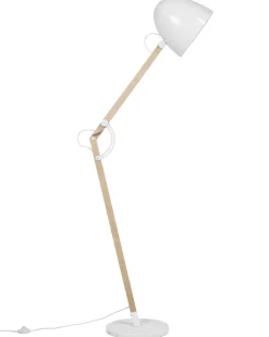 New Beliani Lampada da pavimento HETTON Regolabile Legno di quercia Bianco Bianco Marrone