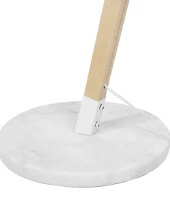 New Beliani Lampada da pavimento HETTON Regolabile Legno di quercia Bianco Bianco Marrone