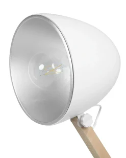 New Beliani Lampada da pavimento HETTON Regolabile Legno di quercia Bianco Bianco Marrone