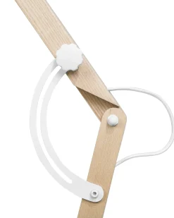 New Beliani Lampada da pavimento HETTON Regolabile Legno di quercia Bianco Bianco Marrone