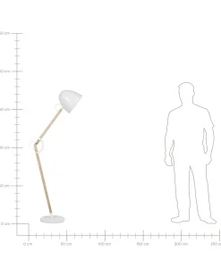 New Beliani Lampada da pavimento HETTON Regolabile Legno di quercia Bianco Bianco Marrone