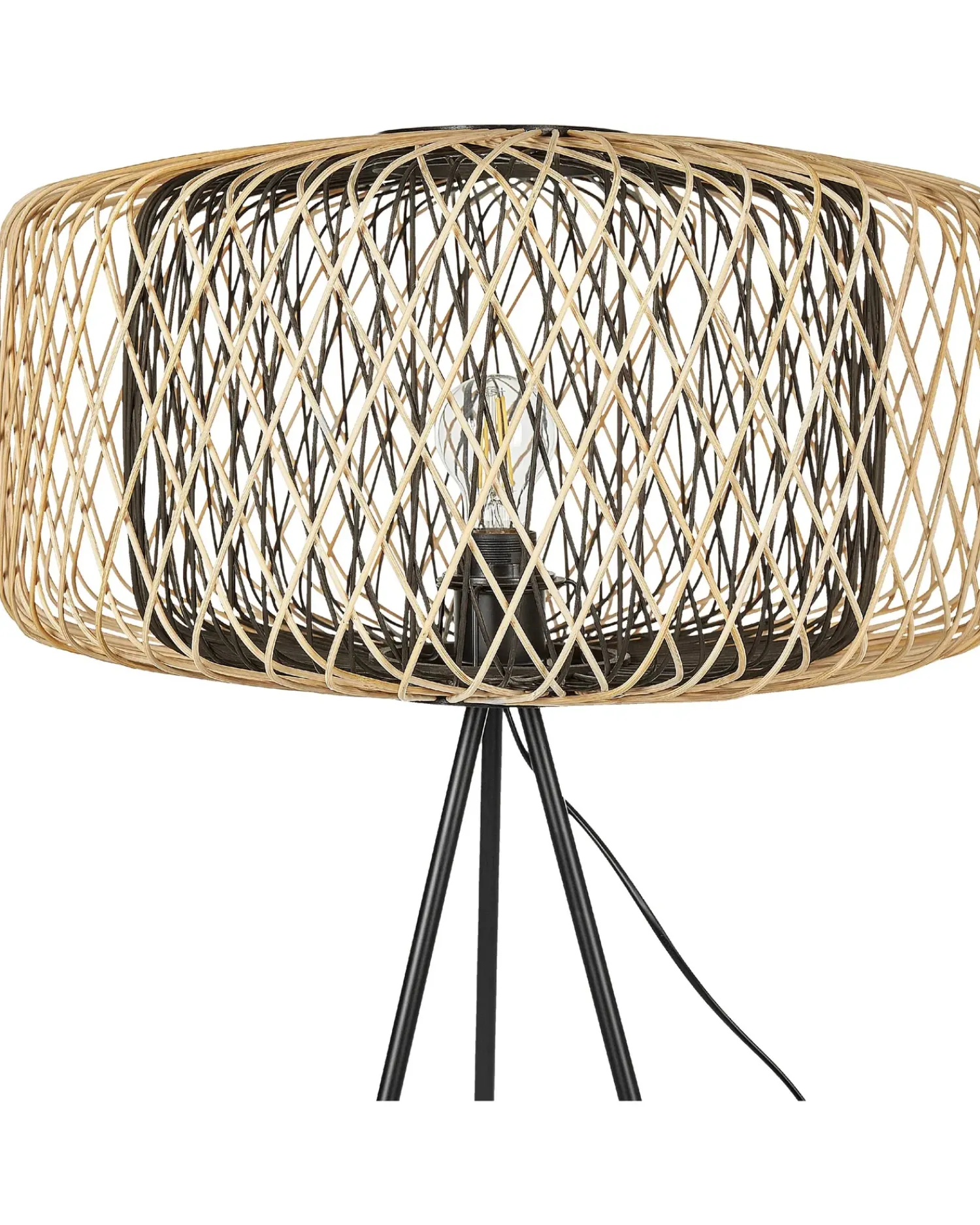 Sale Beliani Lampada da pavimento JAVARI Bambù Marrone/Nero Marrone Nero