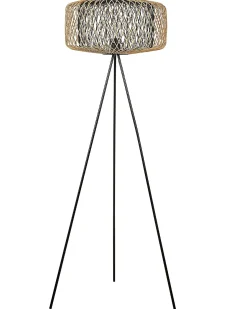 Sale Beliani Lampada da pavimento JAVARI Bambù Marrone/Nero Marrone Nero