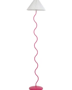 Beliani Lampada da pavimento JIKAWO Metallo Rosa Bianco Rosa