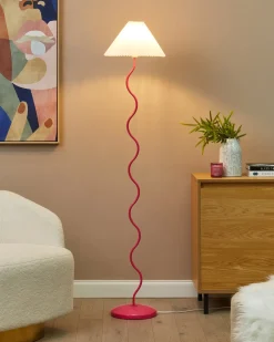 Beliani Lampada da pavimento JIKAWO Metallo Rosa Bianco Rosa