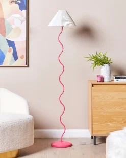Beliani Lampada da pavimento JIKAWO Metallo Rosa Bianco Rosa