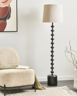 Hot Beliani Lampada da pavimento KRIOS Metallo Nero Beige Nero