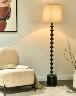 Hot Beliani Lampada da pavimento KRIOS Metallo Nero Beige Nero