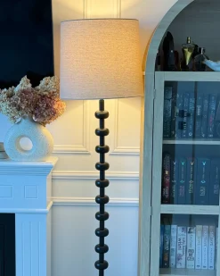 Hot Beliani Lampada da pavimento KRIOS Metallo Nero Beige Nero