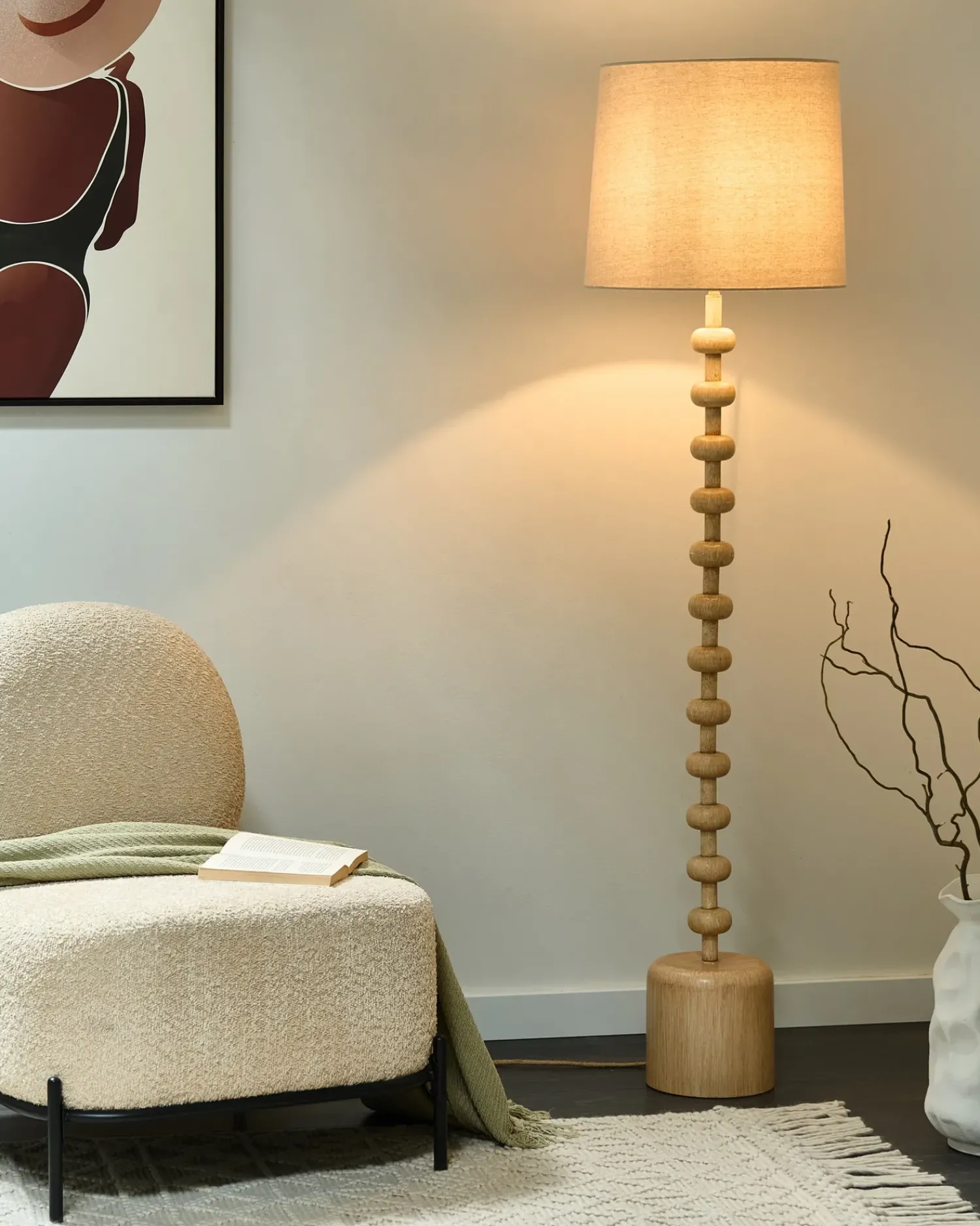 Discount Beliani Lampada da pavimento KRIOS Metallo Marrone chiaro Beige Marrone