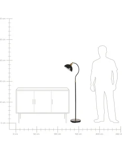 Hot Beliani Lampada da pavimento LENNON Regolabile Metallo Nero Bianco Nero Oro