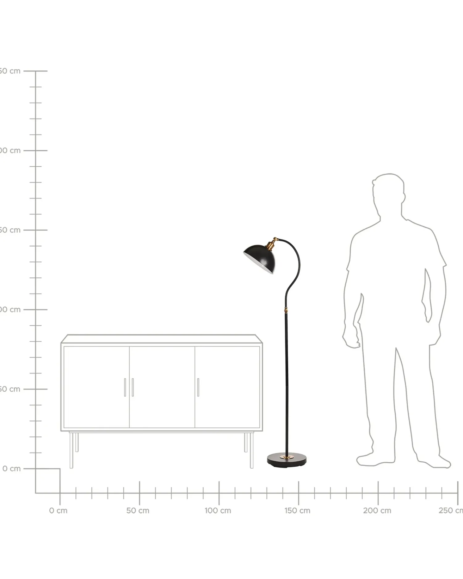 Hot Beliani Lampada da pavimento LENNON Regolabile Metallo Nero Bianco Nero Oro