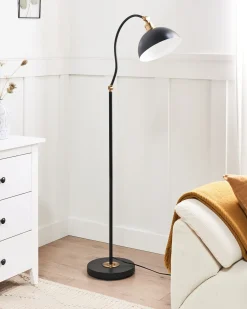 Hot Beliani Lampada da pavimento LENNON Regolabile Metallo Nero Bianco Nero Oro