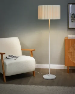 Discount Beliani Lampada da pavimento LOURENS Metallo Bianco sporco Bianco Beige