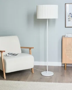 Discount Beliani Lampada da pavimento LOURENS Metallo Bianco sporco Bianco Beige