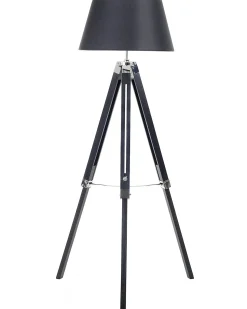 Hot Beliani Lampada da pavimento MADEIRA Legno di pino Nero Argento Nero