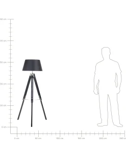 Hot Beliani Lampada da pavimento MADEIRA Legno di pino Nero Argento Nero