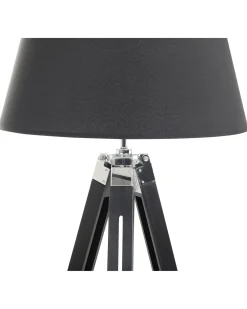Hot Beliani Lampada da pavimento MADEIRA Legno di pino Nero Argento Nero