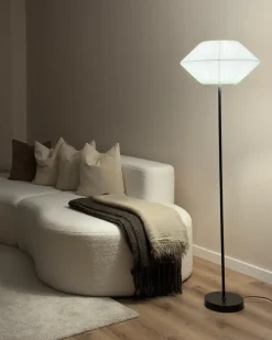 Hot Beliani Lampada da pavimento MAKETSI Metallo Nero Bianco Nero