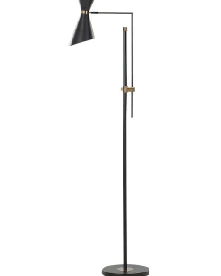 Outlet Beliani Lampada da pavimento MELAWI Metallo Nero Oro Nero