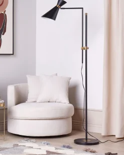 Outlet Beliani Lampada da pavimento MELAWI Metallo Nero Oro Nero