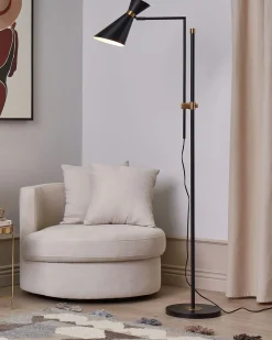 Outlet Beliani Lampada da pavimento MELAWI Metallo Nero Oro Nero