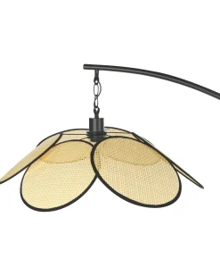 Clearance Beliani Lampada da pavimento MERRICA Metallo Nero Beige Naturale Nero