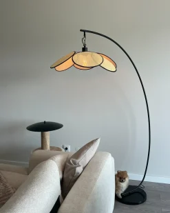 Clearance Beliani Lampada da pavimento MERRICA Metallo Nero Beige Naturale Nero