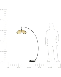 Clearance Beliani Lampada da pavimento MERRICA Metallo Nero Beige Naturale Nero