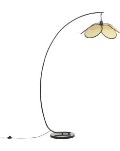 Clearance Beliani Lampada da pavimento MERRICA Metallo Nero Beige Naturale Nero